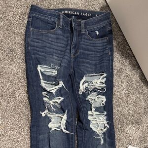 American Eagle Outfitters Women's Ripped Dark Blue Skinny Jeans